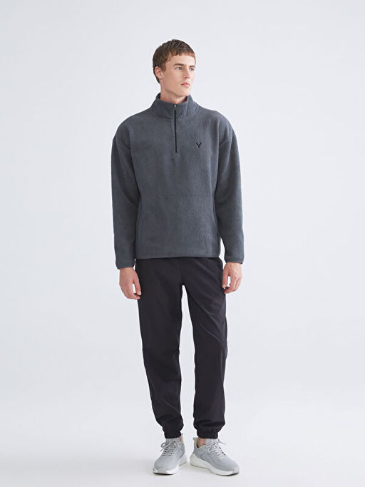 Dik Yaka Uzun Kollu Polar Erkek Sweatshirt