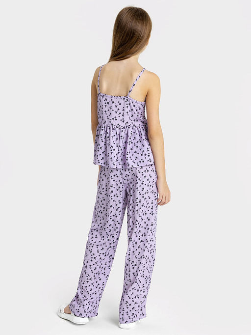 Комплект для девочки (топ, брюки) в фиолетовом цвете с рисунком цветов - Mark formelle фото 2