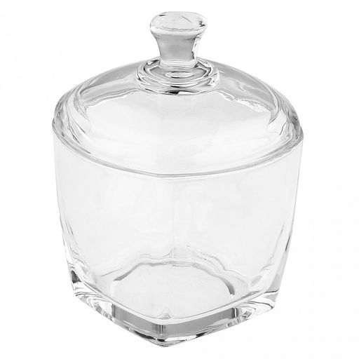 Конфетница стеклянная Ларец 280мл, 8,7х8,7х7,4см, основание 5,8х5,8см, стеклянная крышка, общая h10,8см, в коробке, Дели Гласс (Deli Glass)(Китай)