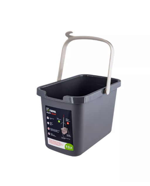 Ведро 9,5л прямоугольное Smart серый