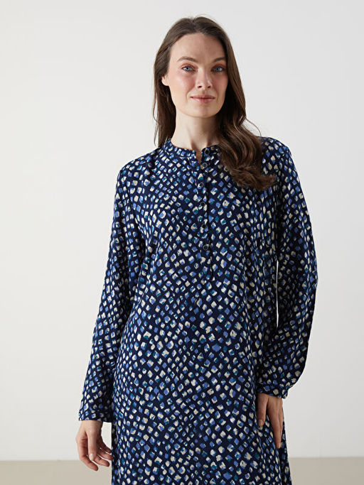 Hakim Yaka Desenli Elbise