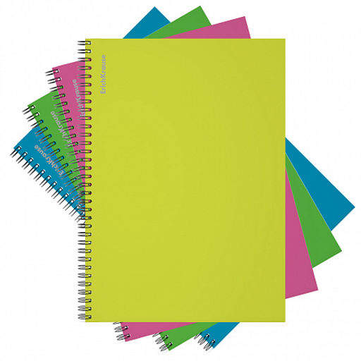 Цена за 12 шт. Тетрадь общая ученическая на спирали ErichKrause Neon, А4, 120 листов, клетка, ламинация глянцевая, структурное тиснение лён  фото 11