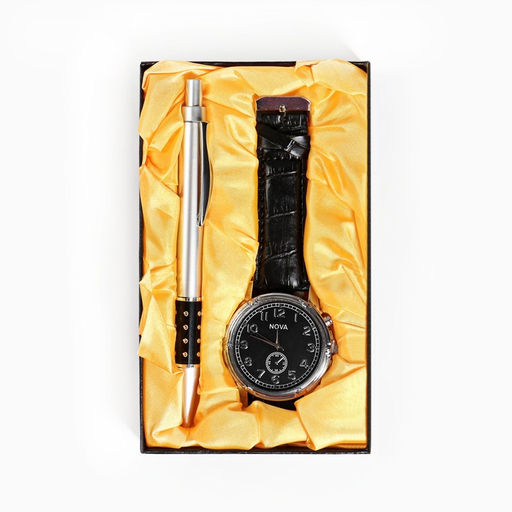 Набор подарочный 2 в 1, ручка, часы, МИКС