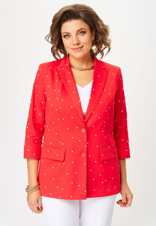 Жакет БелЭльСтиль 412 горох красный