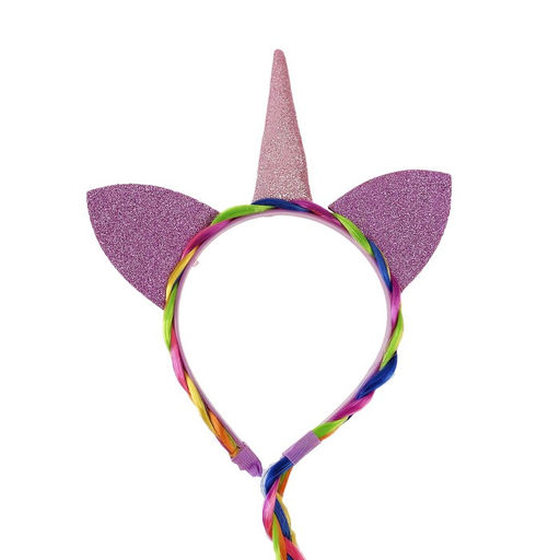 Карнавальный ободок Единорог, с косичкой, розовый - Страна карнавалия фото 3