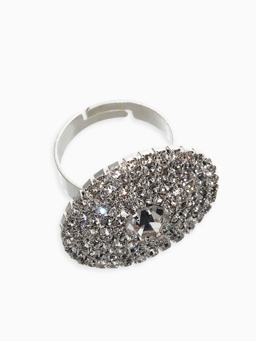 Кольцо «Лёд» круг, цвет белый в серебре, безразмерное