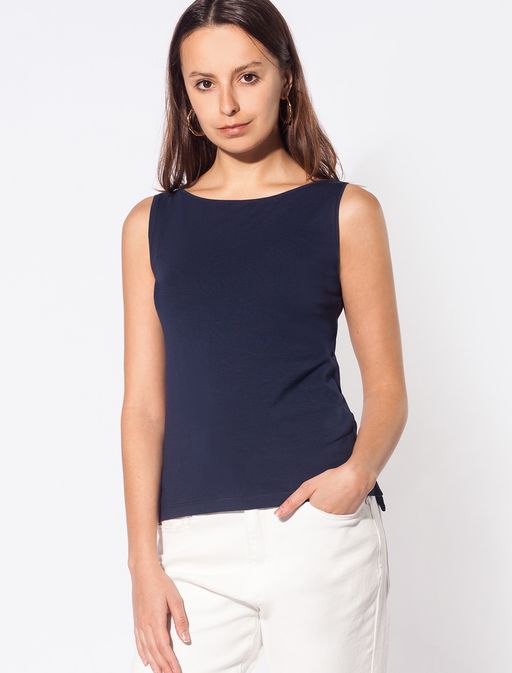 VILATTE / Топ из премиального хлопка с эластаном, с горловиной лодочка  фото 5