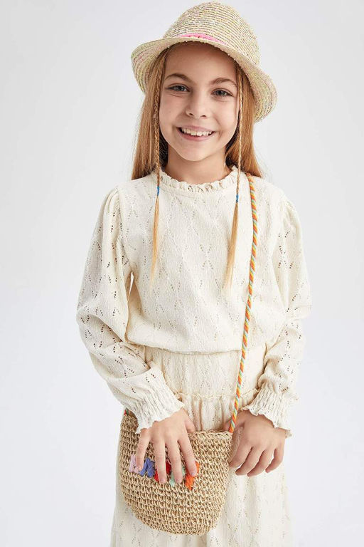 Футболка свободного кроя с длинными рукавами для девочек - Defacto фото 5