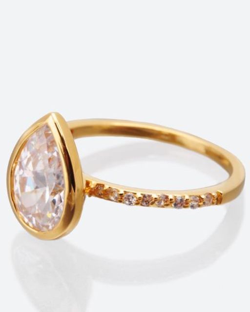 Diamantaire. Кольцо с кубическим цирконом каплевидной формы,19
