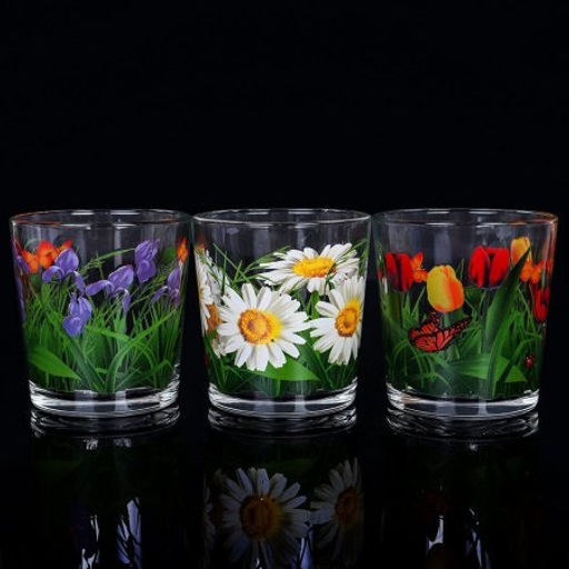 Стакан 3 штуки 250 мл Цветник круговая / Д047/17 /уп 12/ низкий - ГалеонТрейд фото 2