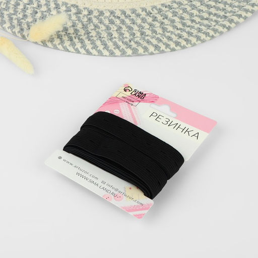 Цена за 2 шт. Резинка вязаная, перфорированная, 20 мм, 2.4±0.5 м, чёрная