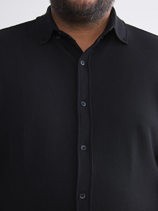 B?y?k Beden Slim Fit Uzun Kollu Erkek G?mlek