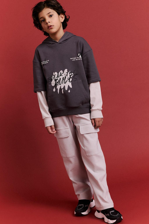 Kap__onlu Bask_l_ __i Yumu_ak T_yl_ Sweatshirt Erkek _ocuk - Defacto фото 2