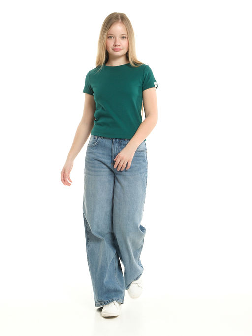 Футболка в рубчик 22-0210 зеленый