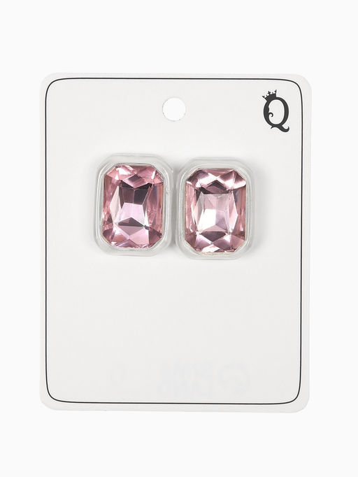 Серьги "Кристалл" прямоугольник грань, цвет прозрачно-розовый