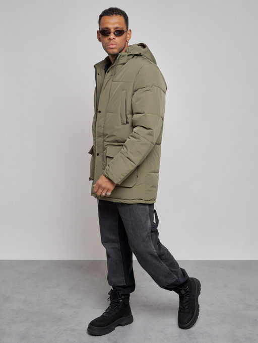 Парка мужская зимняя удлиненная молодежная зеленого цвета 807Z - Wonderrman фото 3