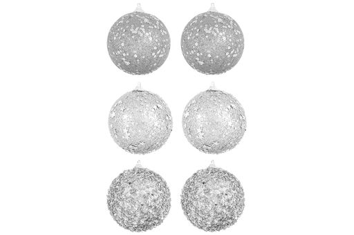 Набор 6 новогодних шаров 8*8 см Серебро - Elan gallery фото 4