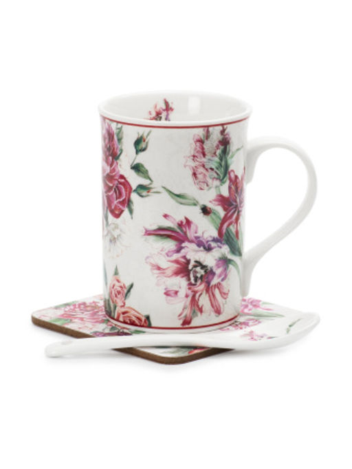 Кружка RED BLOSSOM 330мл с ложечкой и подставкой - SIJ фото 8