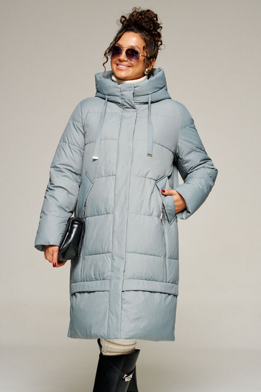 Пальто Beautiful Free 8022 серо-голубой
