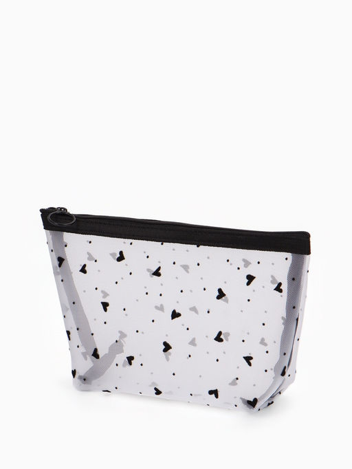 Косметичка дор Сердца, сетка 17*6,5*13,5, отд на молнии, белый