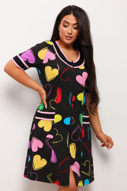 Халат женский из кулирки Марфа сердечки - Амадэль фото 4