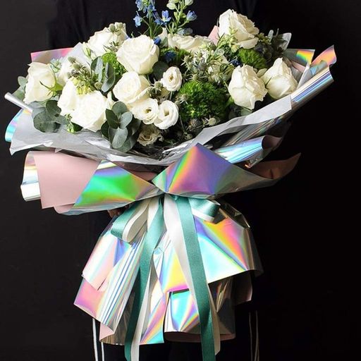 Плёнка матовая с иридисцентным переливом, белый-голубой, 0.58 х 5 м - UPAK LAND фото 5