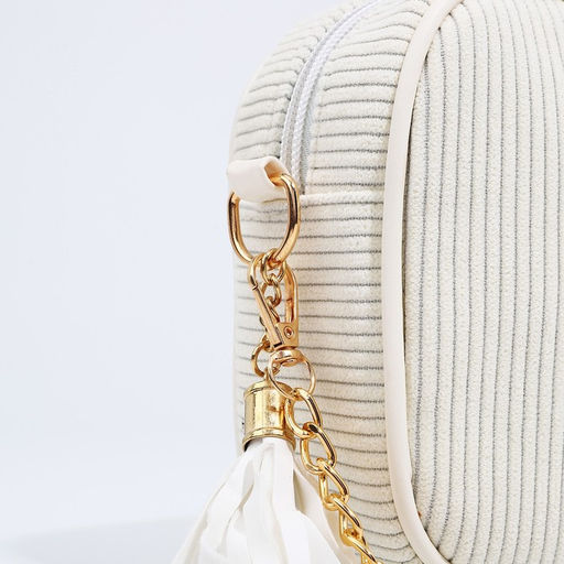 Сумка женская кросс-боди на молнии, 20×7×15 см, на цепочке, бежевая