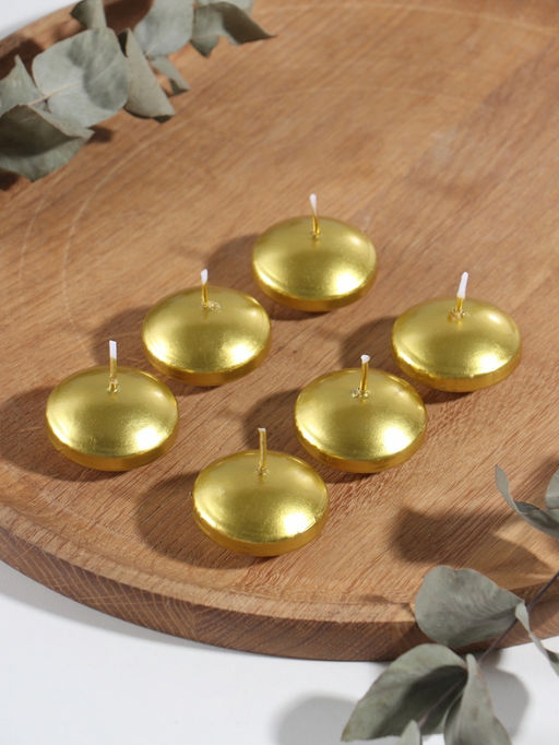 Набор свечей плавающих «Овал», 6 шт., золотистая, 4×2 см