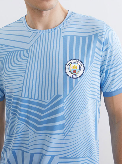 Bisiklet Yaka Manchester City Bask?l? Erkek Spor Ti??rt