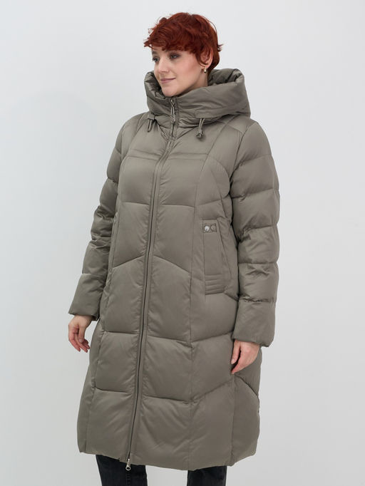 Пальто зимнее женское Visdeer 7702SK светло-коричневое утеплитель 240 г/м²  фото 3