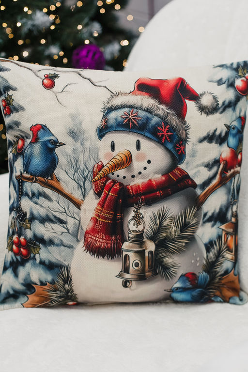 Наволочка декоративная новогодняя 2 шт рогожка