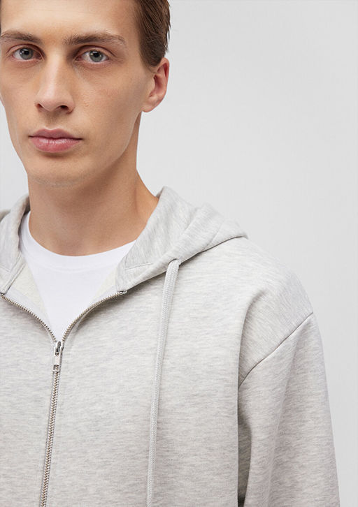 S?rt Bask?l? Kapusonlu Gri Sweatshirt - Mavi фото 5
