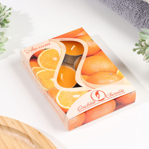 Цена за 2 шт. Набор свечей ароматических чайных «Апельсин», 3.8×1.6 см, 3.5 ч, 12 г, 6 шт.