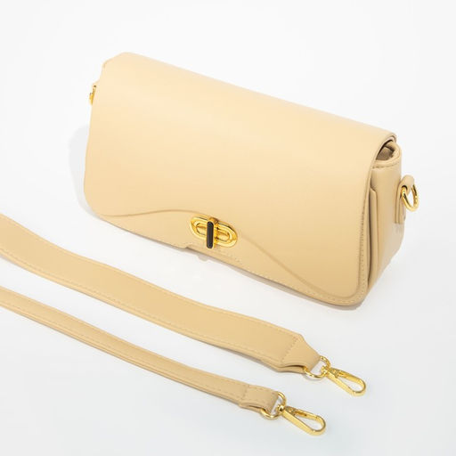 Сумка-мессенджер на застёжке, длинный ремень, цвет тёмно-бежевый - Simaland фото 3