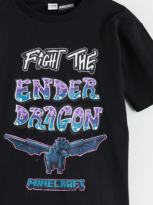 Bisiklet Yaka Minecraft Bask?l? Erkek ?ocuk Ti??rt