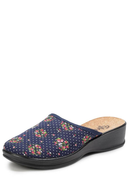 Сабо женские "Гелла" синий с принтом цветы