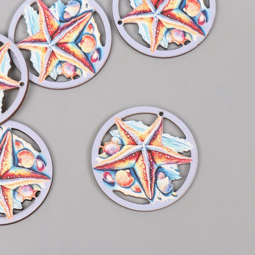 Цена за 10 шт. Декор для творчества дерево «Морская звезда», 4×4×0.3 см