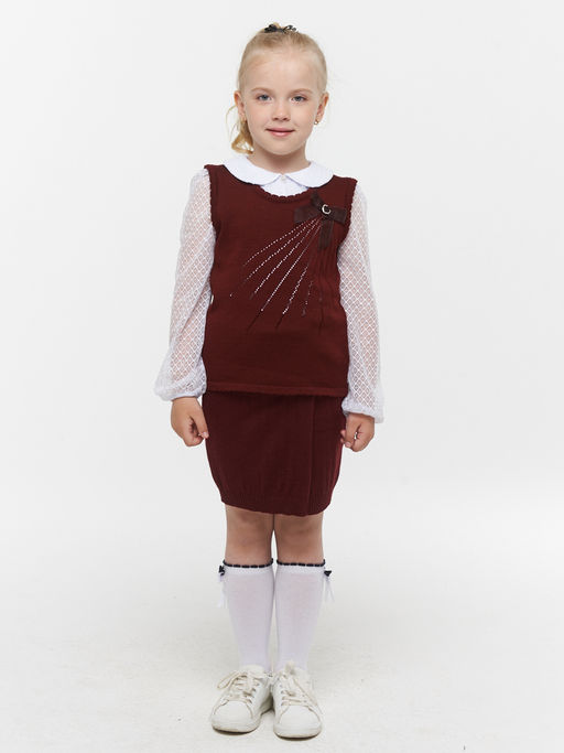 Жилет для девочек 213-7066. 1096 бордо