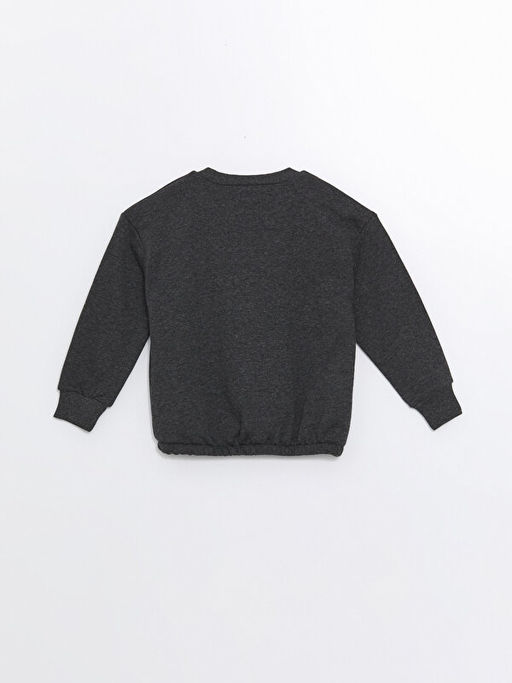 Bisiklet Yaka Bask?l? Uzun Kollu K?z ?ocuk Sweatshirt - Waikiki фото 3