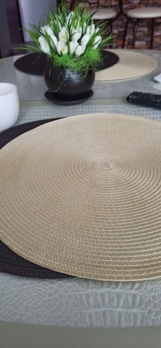 Салфетка для сервировки (мат на стол) 38см, круглая, кремовая, Y6-2545 (326273) /DANIKS/  фото 4