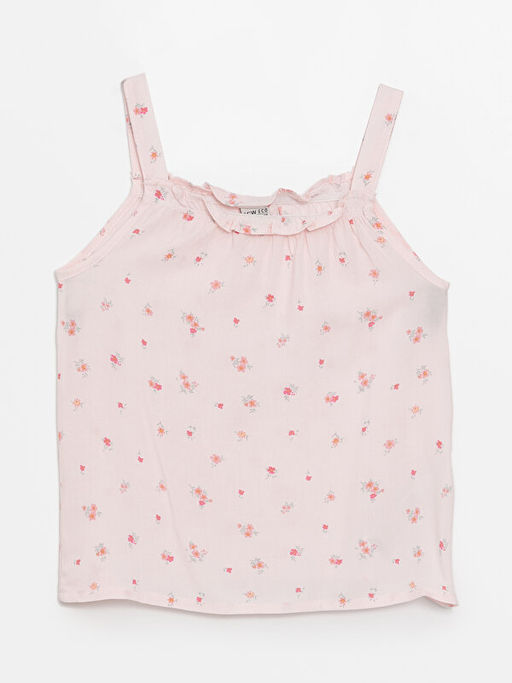 Kare Yaka ?i?ekli K?z ?ocuk Bluz