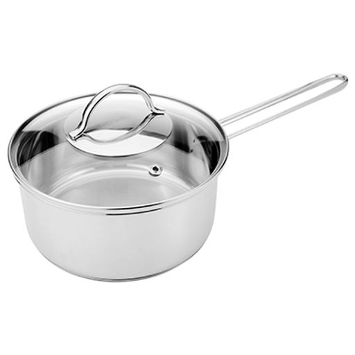 Ковш из нержавеющей стали "Pretty" 1,5л, д16см, h7,5см, стеклянная крышка, двойное капсулированное дно, прутковые ручки, подарочная коробка, Appetite (Китай)