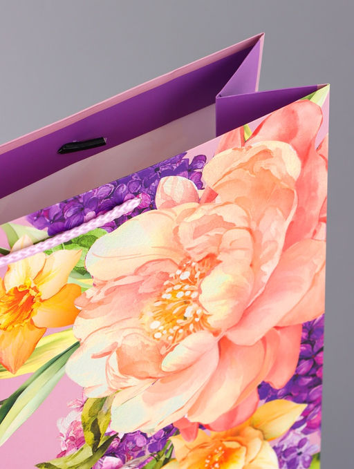Цена за 2 шт. Пакет подарочный ламинированный вертикальный Палитра лепестков, 33?42.5?10 см
