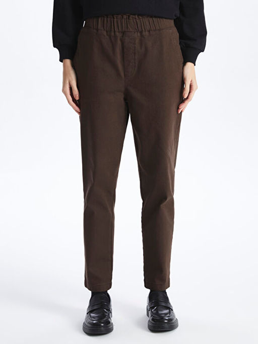 Beli Lastikli D?z Gabardin Kad?n Pantolon