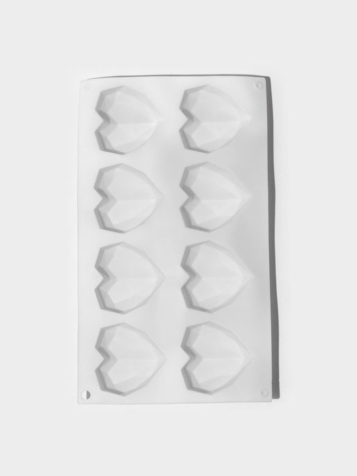 Форма для муссовых десертов и выпечки KONFINETTA Сердце, силикон, 29?17?2 см, 8 ячеек, белая