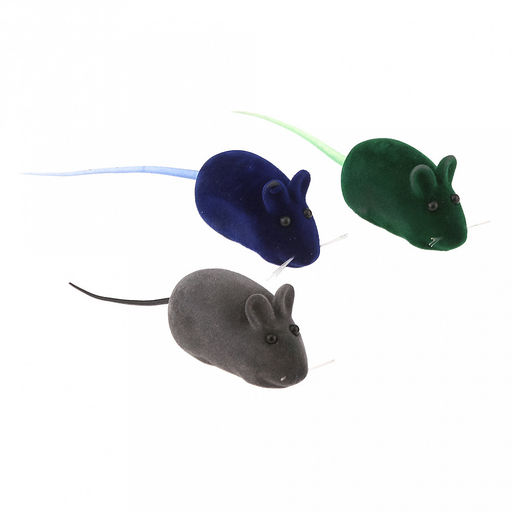 Игрушка для кошки Мышь 5,5х2,5х2,7см, винил, с хвостом 12,5см, с пищалкой, набор 3шт, цвета микс, в пакете, Pet garbage bag (Китай) - Pet toys фото 2