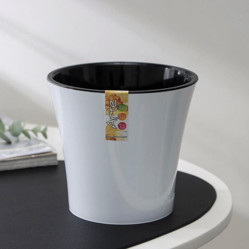 Кашпо для цветов со вставкой Santino «Арте», 1.2 л, пластик, бело-чёрное