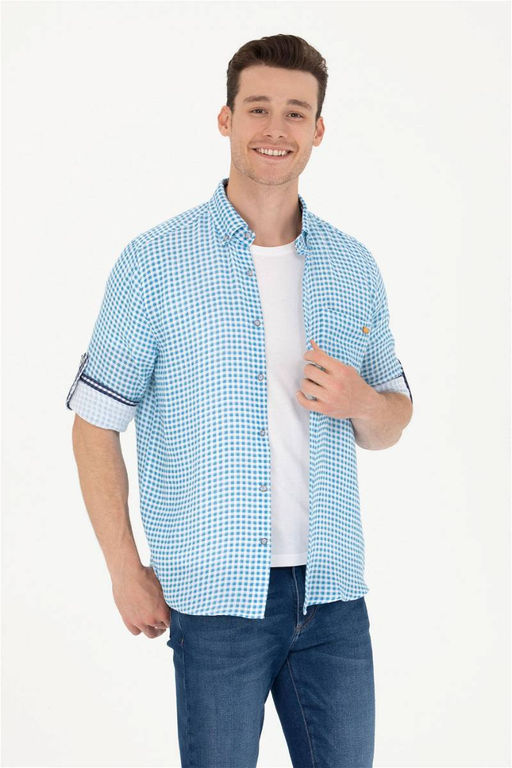 U. S. Polo Assn Мужская синяя рубашка в клетку - U.s. polo assn фото 10