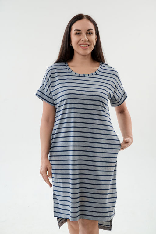 Туника женская из вискозы Полоса серо-черный макси - Амадэль фото 6