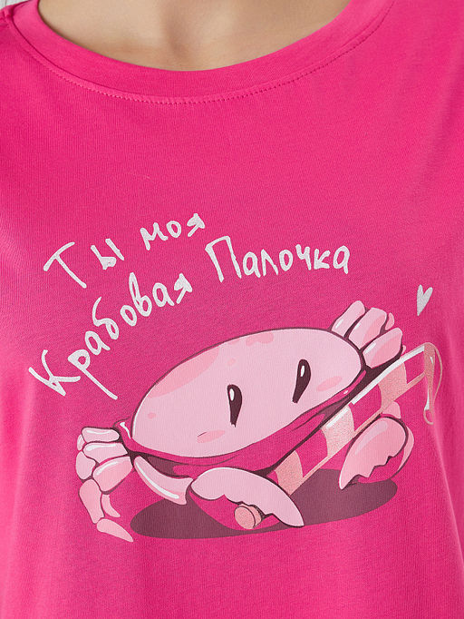 Сорочка ночная женская розовая с принтом - Mark formelle фото 3